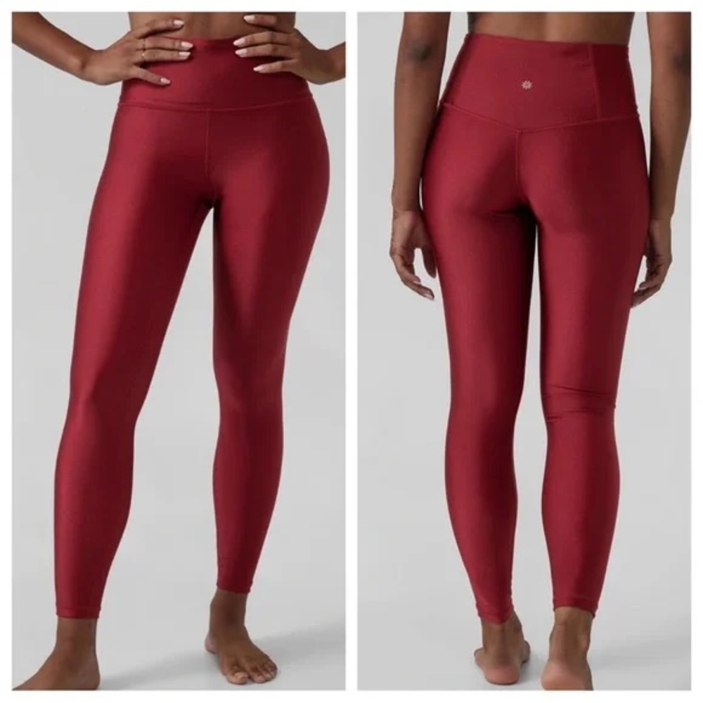 Athleta Elation Shine Tight Leggings High Rise Size S Petite Decadent Red NWOT